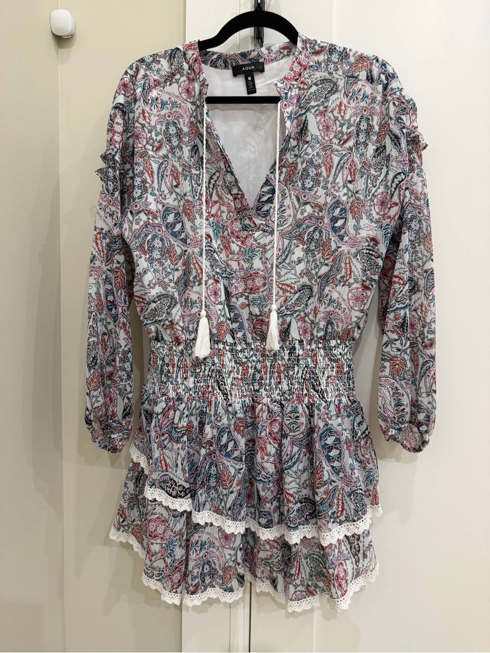 Aqua Paisley Smocked dress